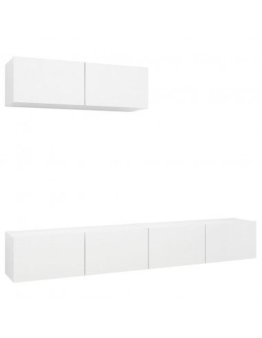 Mobili Porta TV 3 pz Bianchi in Legno Multistrato