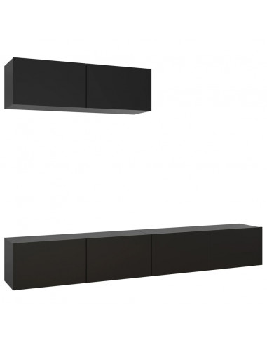 Mobili Porta TV 3 pz Neri in Legno Multistrato