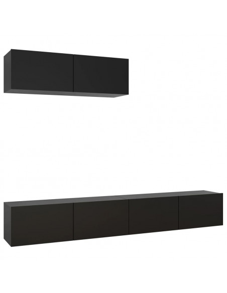 Mobili Porta TV 3 pz Neri in Legno Multistrato
