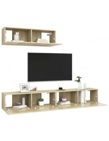 Mobili Porta TV 3 pz Rovere Sonoma in Legno Multistrato