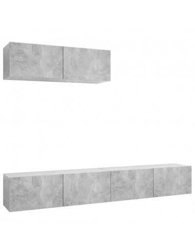 Mobili Porta TV 3 pz Grigio Cemento in Legno Multistrato