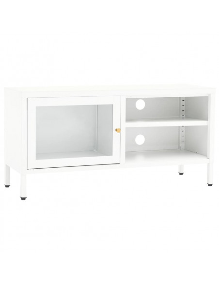 Mobile TV Bianco 90x30x44 cm in Acciaio e Vetro