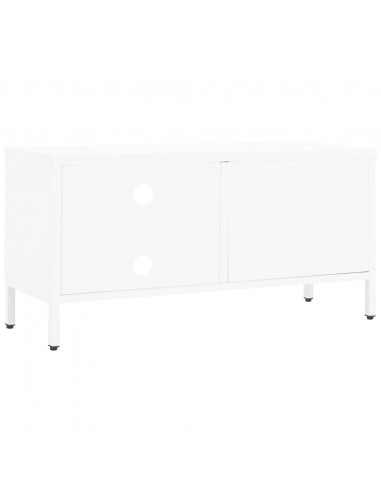 Mobile TV Bianco 90x30x44 cm in Acciaio e Vetro