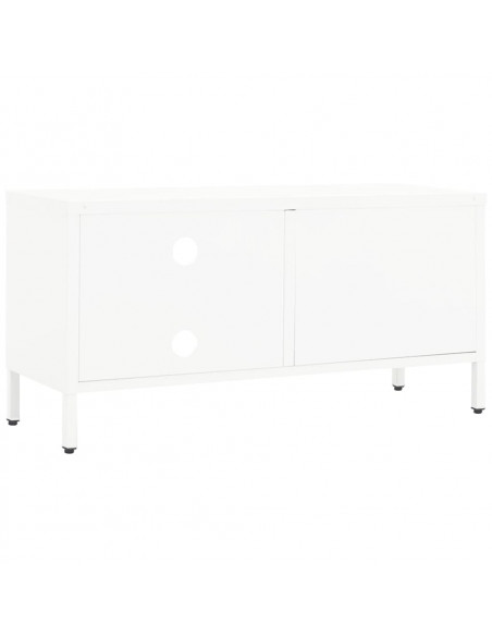 Mobile TV Bianco 90x30x44 cm in Acciaio e Vetro