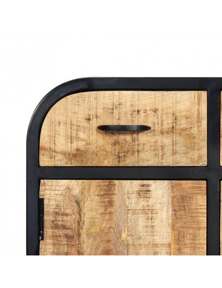 Credenza 60x30x75 cm Legno Massello di Mango e Ferro