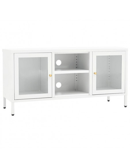 Mobile TV Bianco 105x35x52 cm in Acciaio e Vetro