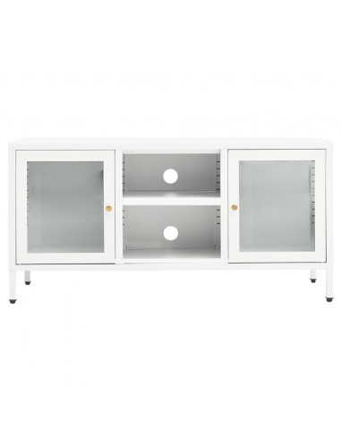 Mobile TV Bianco 105x35x52 cm in Acciaio e Vetro