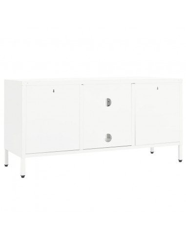 Mobile TV Bianco 105x35x52 cm in Acciaio e Vetro