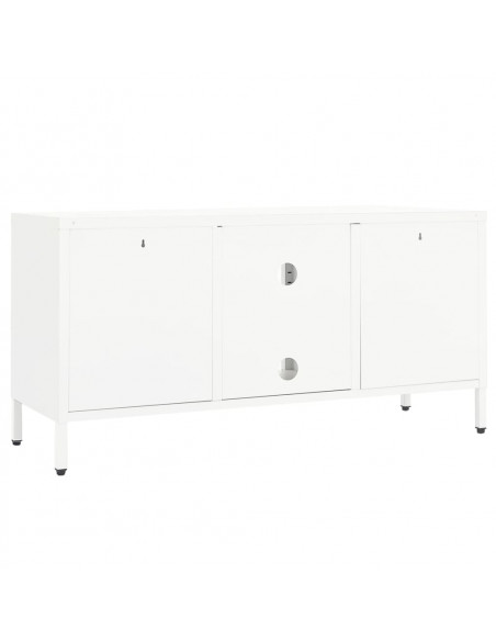 Mobile TV Bianco 105x35x52 cm in Acciaio e Vetro