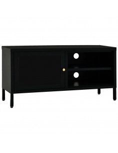 Mobile TV Nero 90x30x44 cm in Acciaio e Vetro 2