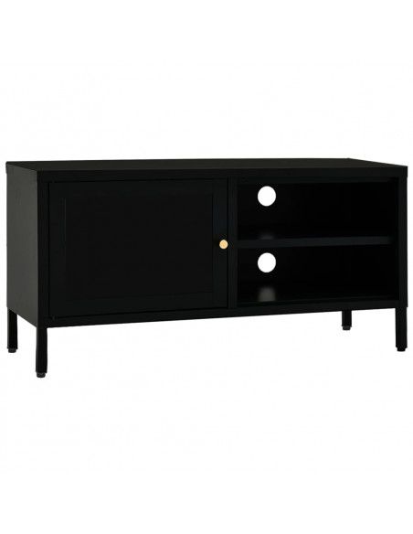 Mobile TV Nero 90x30x44 cm in Acciaio e Vetro