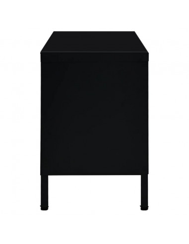 Mobile TV Nero 90x30x44 cm in Acciaio e Vetro