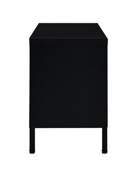 Mobile TV Nero 90x30x44 cm in Acciaio e Vetro