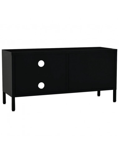 Mobile TV Nero 90x30x44 cm in Acciaio e Vetro