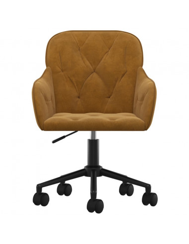 Sedia da Ufficio Girevole Marrone in Velluto