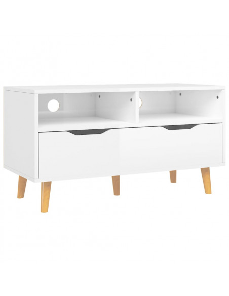 Mobile Porta TV Bianco Lucido 90x40x48,5 cm Legno Multistrato