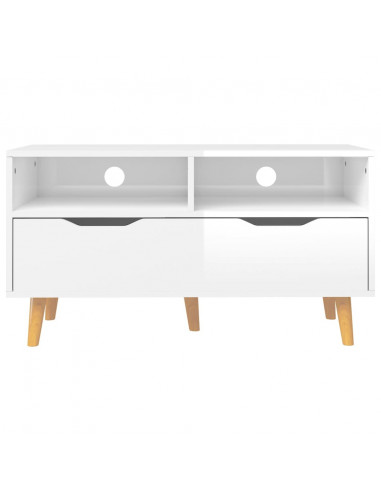 Mobile Porta TV Bianco Lucido 90x40x48,5 cm Legno Multistrato