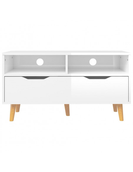 Mobile Porta TV Bianco Lucido 90x40x48,5 cm Legno Multistrato