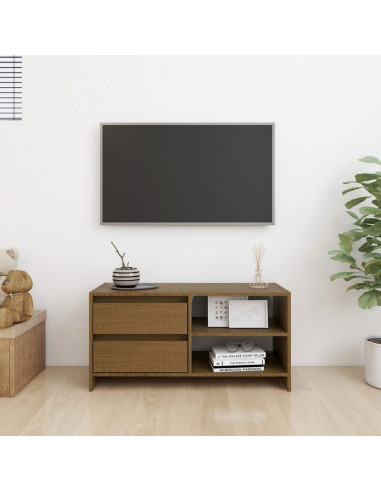 Mobile Porta TV Marrone Miele 80x31x39 cm in Legno di Pino