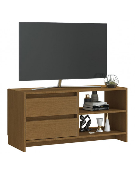 Mobile Porta TV Marrone Miele 80x31x39 cm in Legno di Pino