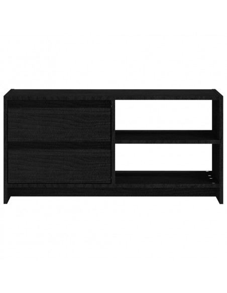 Mobile Porta TV Nero 80x31x39 cm in Legno Massello di Pino