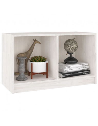 Mobile Porta TV Bianco 70x33x42 cm in Legno Massello di Pino