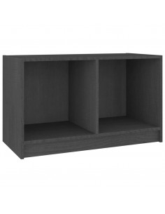 Mobile Porta TV Grigio 70x33x42 cm in Legno Massello di Pino 2