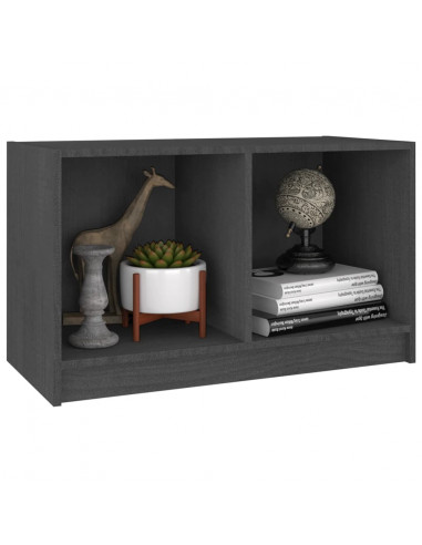 Mobile Porta TV Grigio 70x33x42 cm in Legno Massello di Pino