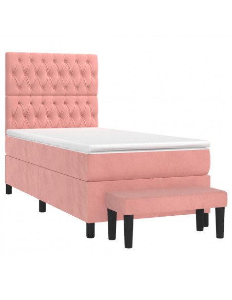 Giroletto a Molle con Materasso Rosa 90x190 cm in Velluto