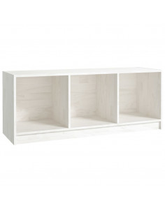 Mobile Porta TV Bianco 104x33x41 cm in Legno Massello di Pino 2