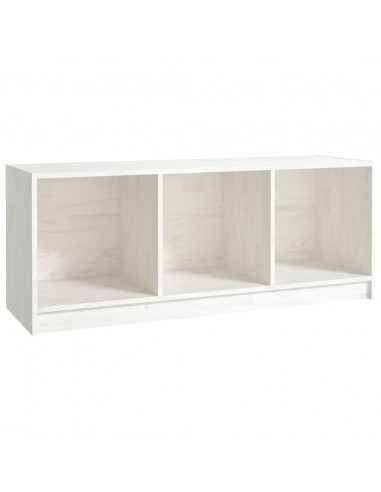 Mobile Porta TV Bianco 104x33x41 cm in Legno Massello di Pino