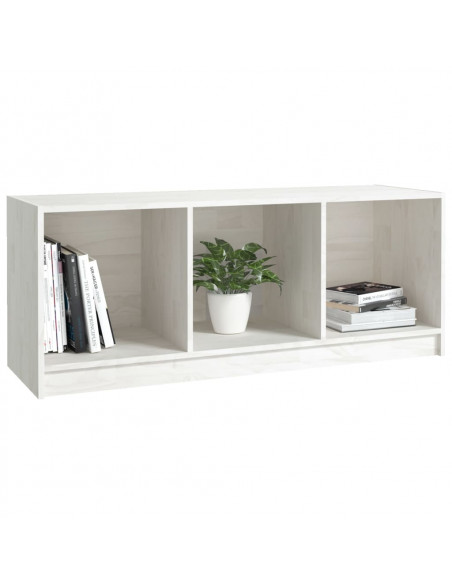 Mobile Porta TV Bianco 104x33x41 cm in Legno Massello di Pino