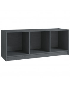 Mobile Porta TV Grigio 104x33x41 cm in Legno Massello di Pino 2