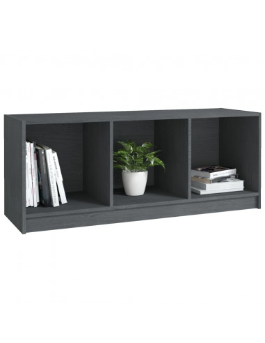 Mobile Porta TV Grigio 104x33x41 cm in Legno Massello di Pino