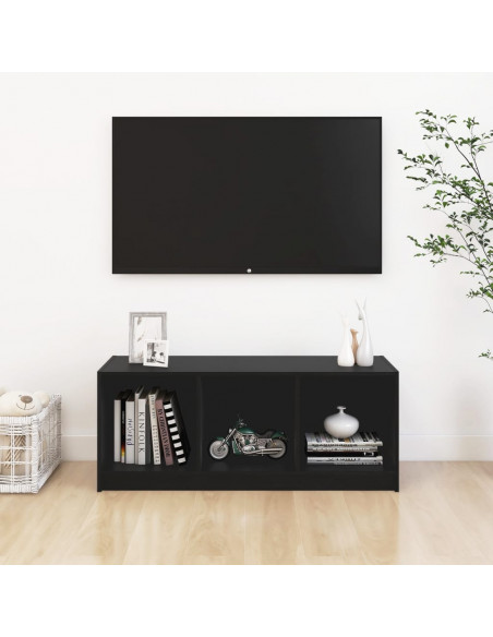 Mobile Porta TV Nero 104x33x41 cm in Legno Massello di Pino
