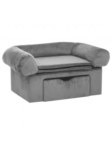 Divano per Cani con Cassetto Grigio 75x50x38 cm in Peluche
