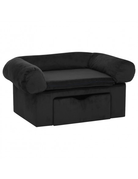 Divano per Cani con Cassetto Nero 75x50x38 cm in Peluche