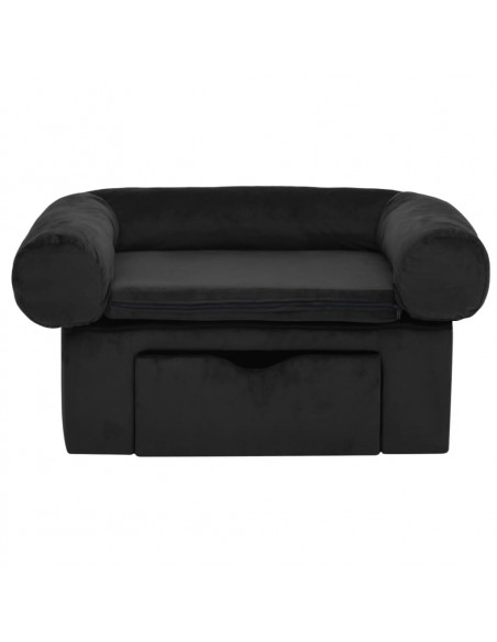 Divano per Cani con Cassetto Nero 75x50x38 cm in Peluche