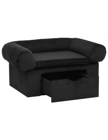 Divano per Cani con Cassetto Nero 75x50x38 cm in Peluche