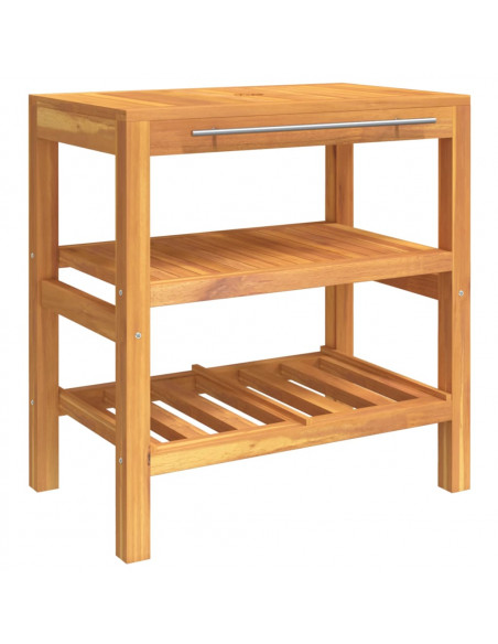 Mobile Vanità da Bagno con 2 Mensole 74x45x75 cm Legno Massello
