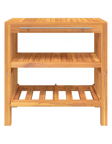 Mobile Vanità da Bagno con 2 Mensole 74x45x75 cm Legno Massello