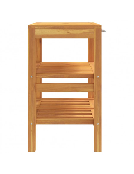 Mobile Vanità da Bagno con 2 Mensole 74x45x75 cm Legno Massello
