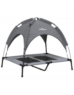 Lettino per Cani con Tetto Tessuto Oxford Antracite e Acciaio 2