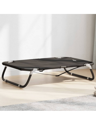 Lettino per Cani Pieghevole Tessuto Oxford Antracite e Acciaio