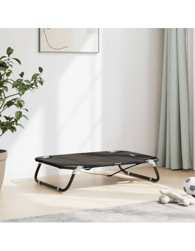 Lettino per Cani Pieghevole Tessuto Oxford Antracite e Acciaio