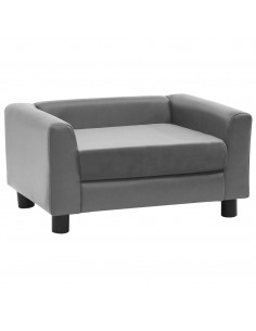 Divano per Cani Grigio 60x43x30 cm in Peluche e Similpelle 2