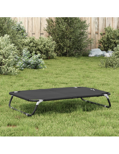 Lettino per Cani Pieghevole Tessuto Oxford Antracite e Acciaio