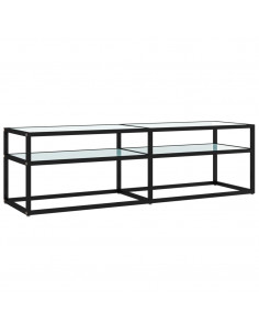 Mobile Porta TV Marmo Bianco 140x40x40,5 cm in Vetro Temperato 2