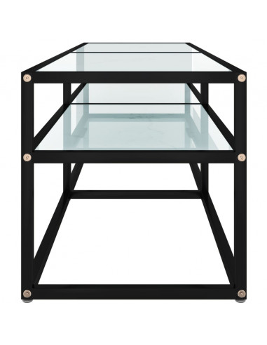 Mobile Porta TV Marmo Bianco 140x40x40,5 cm in Vetro Temperato