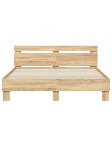 Giroletto con Testiera e LED Rovere Sonoma 150x200 cm